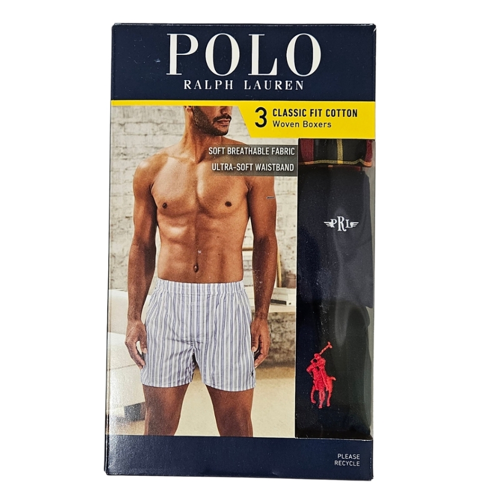 Polo Ralph Lauren Woven Boxers Men Large 3 Pairs of Underwear Classic Fit Cotton